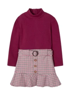 Robe Mayoral Cadres Combiné Fille Bordeaux