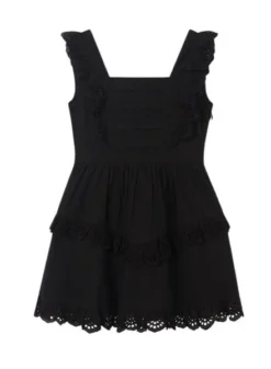 Robe Mayoral Popeline Perforée Noire Pour Fille