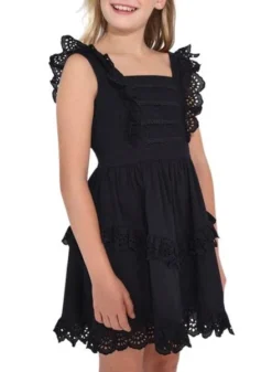 Robe Mayoral Popeline Perforée Noire Pour Fille -JoliLook Boutique gallery K030393 3