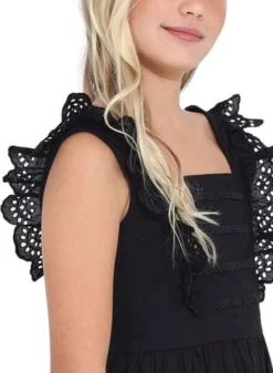 Robe Mayoral Popeline Perforée Noire Pour Fille -JoliLook Boutique gallery K030393 4
