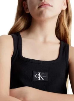 Robe Calvin Klein Rib Badge Noir Fille -JoliLook Boutique gallery K031826 3