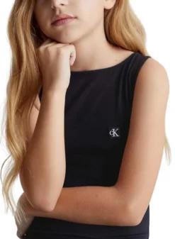 Robe Calvin Klein Badge Tank Noire Fille -JoliLook Boutique gallery K031829 3