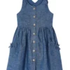 Robe Mayoral Boutons En Lin Bleu Pour Fille
