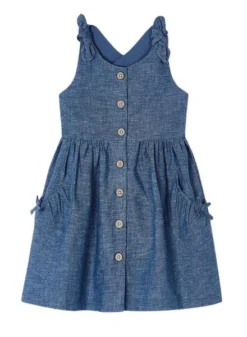 Robe Mayoral Boutons En Lin Bleu Pour Fille