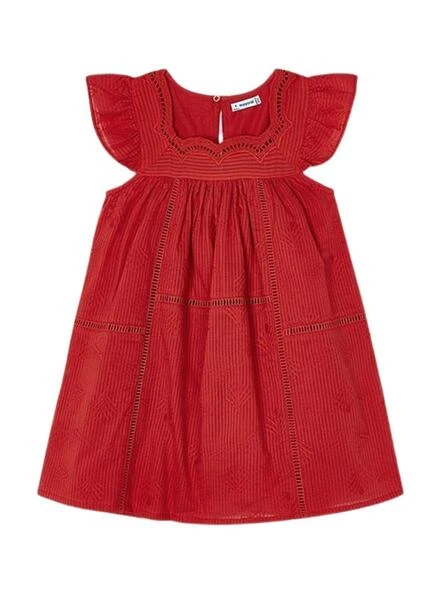 Robe Mayoral Brodée Rouge Pour Fille 1 Robe Mayoral Brodée Rouge Pour Fille