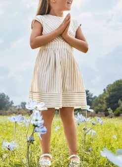 Robe Mayoral à Rayures Beige Pour Fille -JoliLook Boutique gallery K032788 4