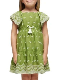 Robe Mayoral Brodée Verte Pour Fille