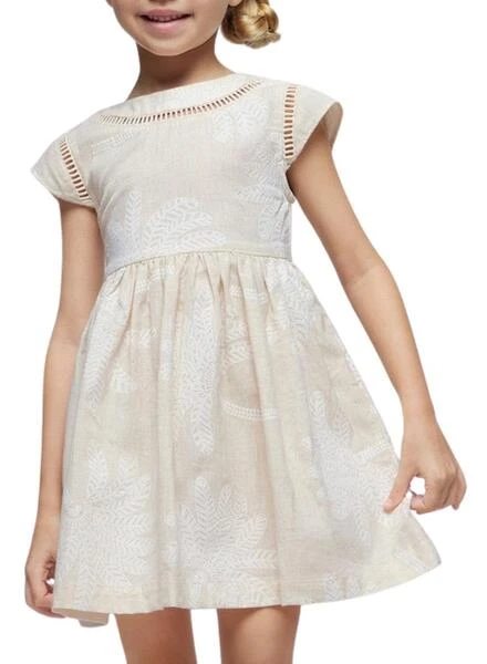 Robe Mayoral Palmiers Lin Beige Pour Fille