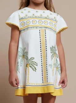 Robe Mayoral Palmiers Blanc Pour Fille -JoliLook Boutique gallery K032802 4