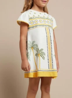 Robe Mayoral Palmiers Blanc Pour Fille -JoliLook Boutique gallery K032802 5
