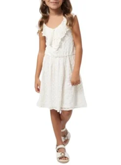 Robe Mayoral En Mousseline Brodée Beige Pour Fille