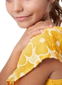 Robe Asymétrique Jaune Brodée Pour Fille De Mayoral -JoliLook Boutique gallery K032988 3