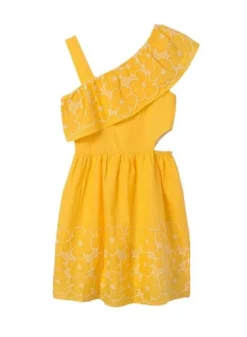 Robe Asymétrique Jaune Brodée Pour Fille De Mayoral -JoliLook Boutique gallery K032988 4