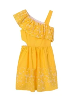 Robe Asymétrique Jaune Brodée Pour Fille De Mayoral -JoliLook Boutique gallery K032988 5