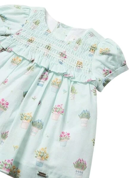 Robe Mayoral Imprimée Fleurs Vertes Pour Bébé 3 Robe Mayoral Imprimée Fleurs Vertes Pour Bébé – Image 3