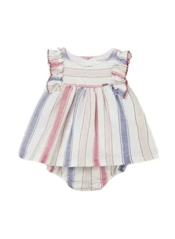 Robe Mayoral Rayures Lin Beige Pour Bébé