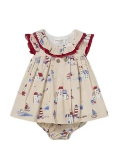 Robe Mayoral Imprimée En Lin Beige Pour Bébé