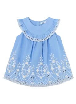 Robe Mayoral Brodée Bleue à Bordure Pour Bébé