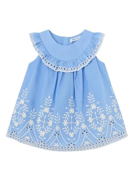 Robe Mayoral Brodée Bleue à Bordure Pour Bébé 1 Robe Mayoral Brodée Bleue à Bordure Pour Bébé
