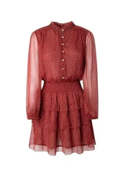 Robe Pepe Jeans Delia Flores Pour Femme Rouge -JoliLook Boutique gallery M155355 5