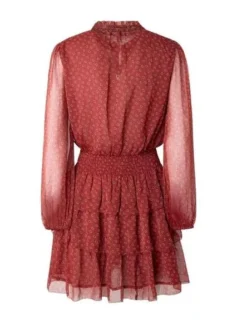 Robe Pepe Jeans Delia Flores Pour Femme Rouge -JoliLook Boutique gallery M155355 6