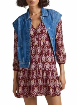 Robe Pepe Jeans Galatée Bordeaux Pour Femme -JoliLook Boutique gallery M157868 3