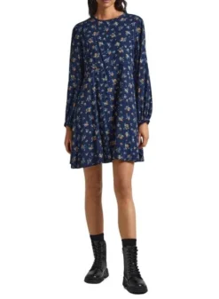 Robe Pepe Jeans Inma Flores Bleu Pour Femme -JoliLook Boutique gallery M158158 3