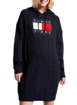 Robe Tommy Jeans Câble Flag Noire Pour Femme