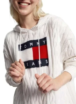 Robe Tommy Jeans Câble Flag Blanc Pour Femme -JoliLook Boutique gallery M158826 4