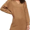 Robe Superdry V Neck Knit Brun Pour Femme