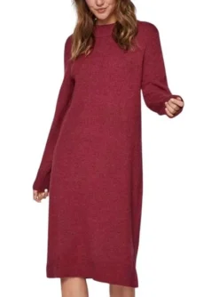 Robe Vila Viril Crew Neck Bordeaux Pour Femme -JoliLook Boutique gallery M160644 4