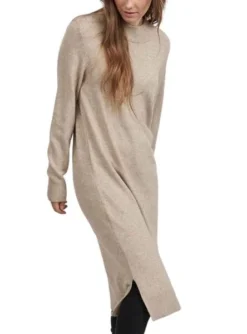 Robe Vila Viril Crew Neck Beige Pour Femme -JoliLook Boutique gallery M160645 3