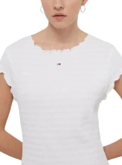 Robe Tommy Jeans Bodycon Froncée Blanche -JoliLook Boutique gallery M162199 0jK32p9q