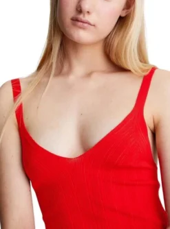 Robe Calvin Klein Woven Label Rouge Pour Femme -JoliLook Boutique gallery M162457 3