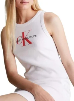 Robe Calvin Klein Archival Monologue Blanc Pour Femme -JoliLook Boutique gallery M162462 6vObk0iq