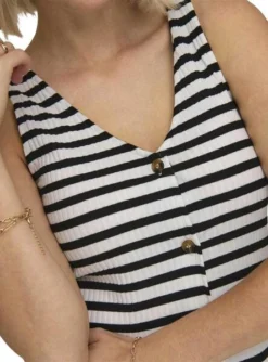 Robe Only Nella à Rayures Boutonnée Marine Pour Femme -JoliLook Boutique gallery M162765 6