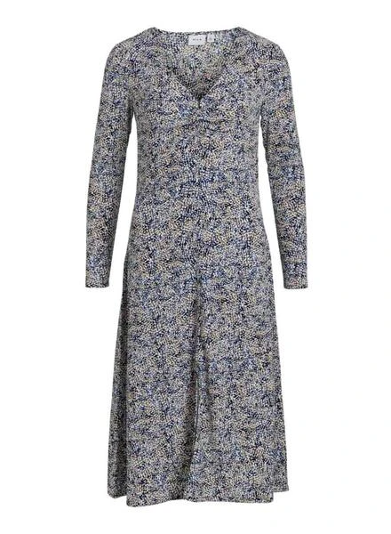 Robe Vila Vimoda Jia V-Neck Midi Bleue Pour Femme 1 Robe Vila Vimoda Jia V-Neck Midi Bleue Pour Femme