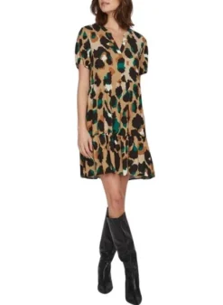 Robe Vila Vipaya V-Neck Beige Pour Femme