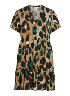 Robe Vila Vipaya V-Neck Beige Pour Femme -JoliLook Boutique gallery M163578 hxwBWCXm