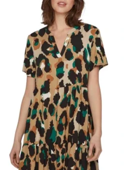 Robe Vila Vipaya V-Neck Beige Pour Femme -JoliLook Boutique gallery M163578 oIhUx5io