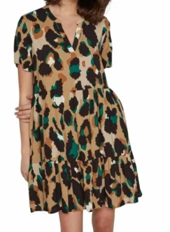 Robe Vila Vipaya V-Neck Beige Pour Femme -JoliLook Boutique gallery M163578 rwp3Dqrj